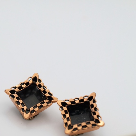Renoir Vintage Clip on Shadow Box Earrings “Ebony Lace” - Picture 3 of 12